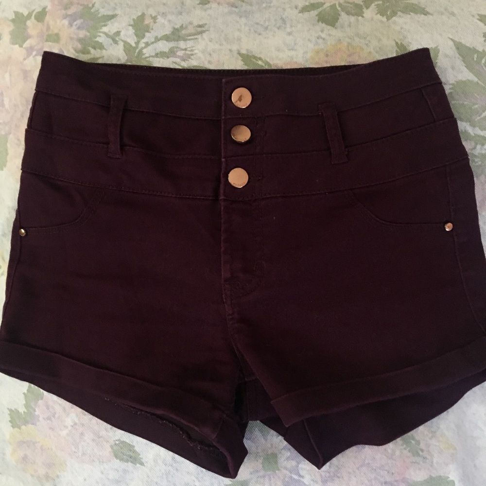 Burgundy high rise shorts